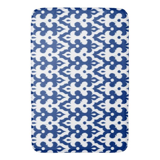 Marokkaans Ikat Damask Pattern, Cobalt Blue en Whi Badmat (Voorkant Verticaal)