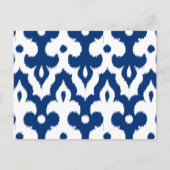 Marokkaans Ikat Damask Pattern, Cobalt Blue en Whi Briefkaart (Voorkant)