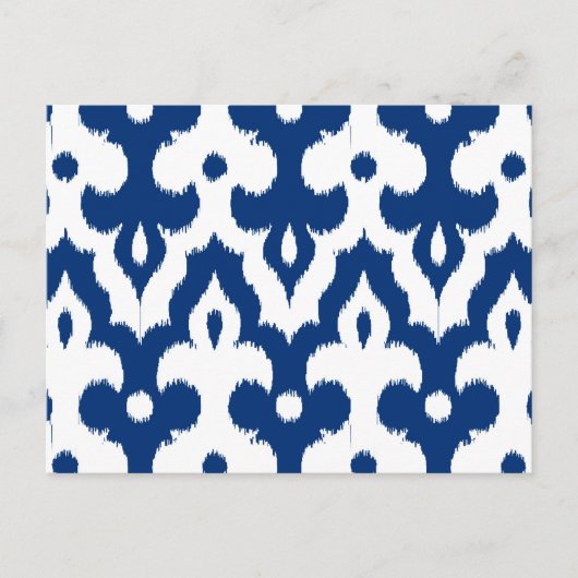 Marokkaans Ikat Damask Pattern, Cobalt Blue en Whi Briefkaart (Voorkant)