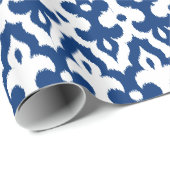 Marokkaans Ikat Damask Pattern, Cobalt Blue en Whi Cadeaupapier (Rol Hoek)