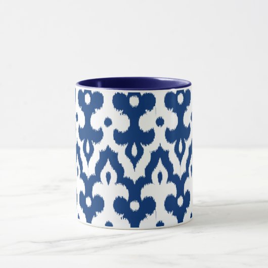 Marokkaans Ikat Damask Pattern, Cobalt Blue en Whi Mok (Midden)