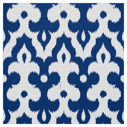 Marokkaans Ikat Damask Pattern, Cobalt Blue en Whi Stof (Swatch)