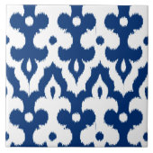 Marokkaans Ikat Damask Pattern, Cobalt Blue en Whi Tegeltje (Voorkant)