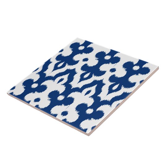 Marokkaans Ikat Damask Pattern, Cobalt Blue en Whi Tegeltje (Zijkant)