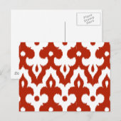 Marokkaans Ikat Damask Pattern, Deep Red en White Briefkaart (Voorkant / Achterkant)