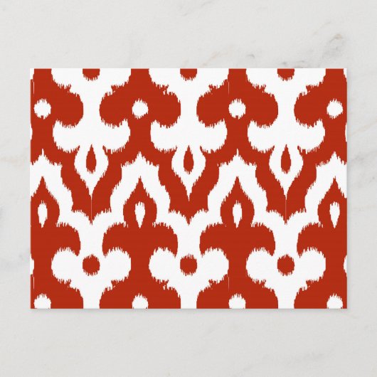 Marokkaans Ikat Damask Pattern, Deep Red en White Briefkaart (Voorkant)