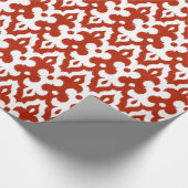 Marokkaans Ikat Damask Pattern, Deep Red en White Cadeaupapier (Hoek)
