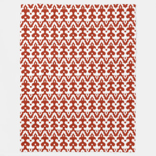 Marokkaans Ikat Damask Pattern, Deep Red en White Fleece Deken