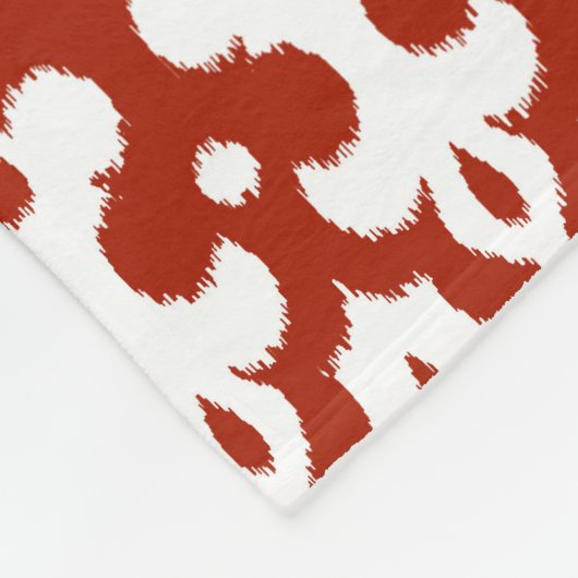 Marokkaans Ikat Damask Pattern, Deep Red en White Fleece Deken (Hoek)