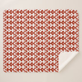 Marokkaans Ikat Damask Pattern, Deep Red en White Sherpa Deken (Voorkant (horizontaal))