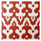 Marokkaans Ikat Damask Pattern, Deep Red en White Tegeltje (Voorkant)