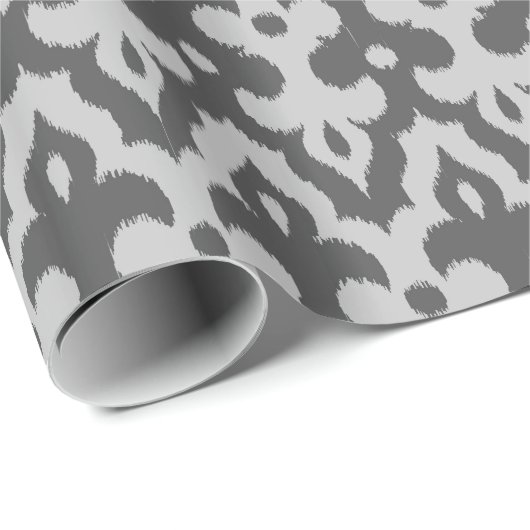 Marokkaans Ikat Damask Pattern, grijze schaduwen Cadeaupapier (Rol Hoek)