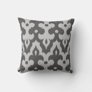 Marokkaans Ikat Damask Pattern, grijze schaduwen Kussen