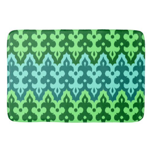 Marokkaans Ikat Damask, Turquoise & Jade Green Badmat (Voorkant)