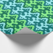 Marokkaans Ikat Damask, Turquoise & Jade Green Cadeaupapier (Hoek)