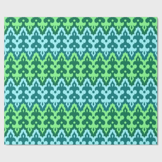 Marokkaans Ikat Damask, Turquoise & Jade Green Cadeaupapier (Vlak)