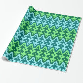 Marokkaans Ikat Damask, Turquoise & Jade Green Cadeaupapier (Uitgerold)