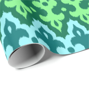 Marokkaans Ikat Damask, Turquoise & Jade Green Cadeaupapier