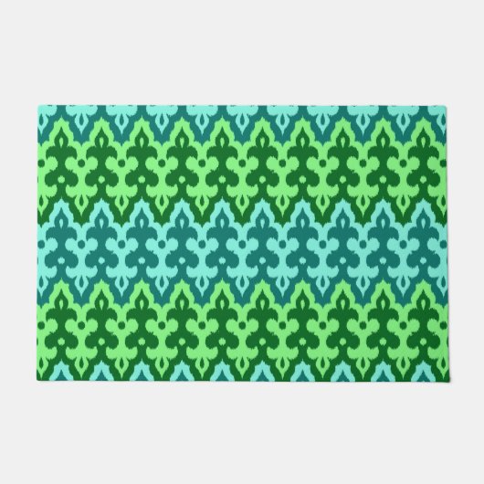 Marokkaans Ikat Damask, Turquoise & Jade Green Deurmat (Voorkant)