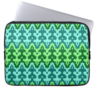Marokkaans Ikat Damask, Turquoise & Jade Green Laptop Sleeve