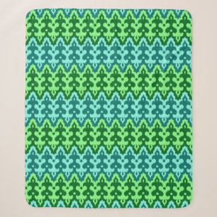 Marokkaans Ikat Damask, Turquoise & Jade Green Sherpa Deken