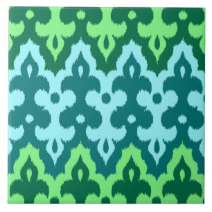 Marokkaans Ikat Damask, Turquoise & Jade Green Tegeltje