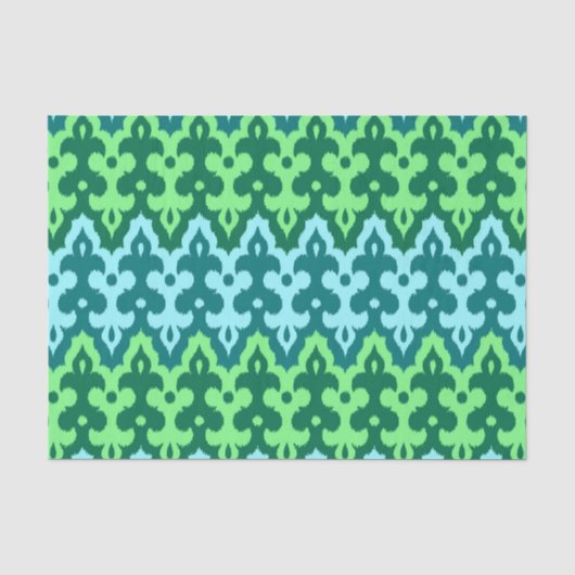Marokkaans Ikat Damask, Turquoise & Jade Green Tissuepapier (Voorkant)