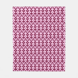 Marokkaans Ikat Damast Patroon, Bourgondië en Roze Fleece Deken