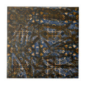 Marokkaans Indigo en Goud Mandala Patroon Accent Tegeltje (Voorkant)