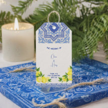 Marokkaans/Italiaans Blauwe Tegel Gift Labels