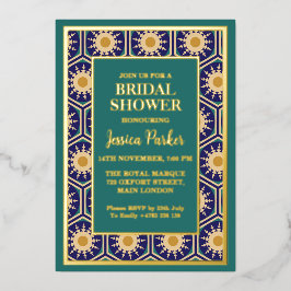 Marokkaans kunstwerk Groen Golden Classy Vrijgezel Folie Uitnodiging