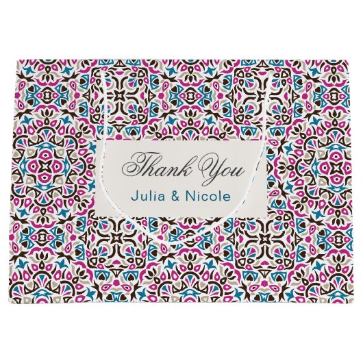 Marokkaans Lattice Geometrisch Mandala Bruiloft Groot Cadeauzakje (Voorkant)