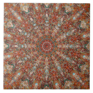 Marokkaans mandala patroon in terracotta tones tegeltje