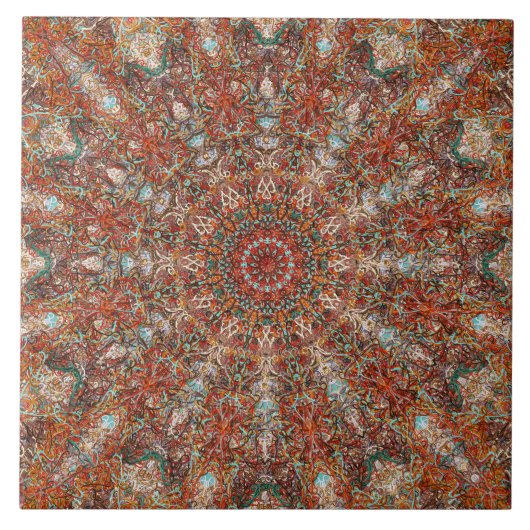 Marokkaans mandala patroon in terracotta tones tegeltje (Voorkant)