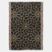 Marokkaans modern goud zwart mediterraan patroon deken (Voorkant Verticaal)