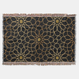 Marokkaans modern goud zwart mediterraan patroon deken