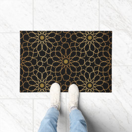 Marokkaans modern goud zwart mediterraan patroon deurmat