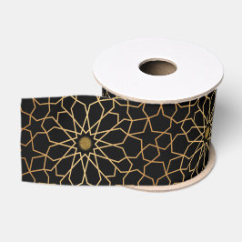 Marokkaans modern goud zwart mediterraan patroon grosgrain lint
