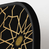 Marokkaans modern goud zwart mediterraan patroon pickleball paddle (Links Detail)