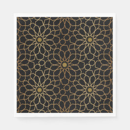 Marokkaans modern goud zwart mediterraan patroon servet