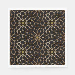 Marokkaans modern goud zwart mediterraan patroon servet