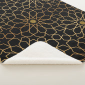 Marokkaans modern goud zwart mediterraan patroon sherpa deken (3/4)