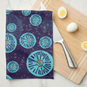 Marokkaans Moonflower design theedoekblauw Theedoek (Quarter Fold)