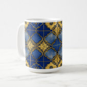 Marokkaans Moorstalig Elegant Blauw en Goud Patroo Koffiemok (Voorkant links)
