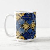 Marokkaans Moorstalig Elegant Blauw en Goud Patroo Koffiemok (Links)