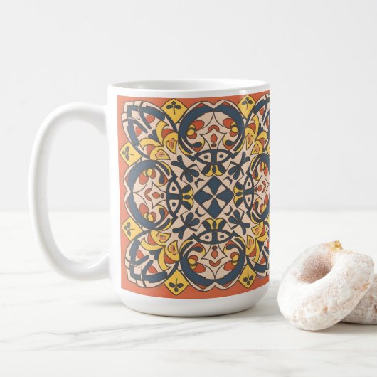 Marokkaans mozaïek, mandala koffiemok (Met donut)