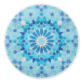 Marokkaans mozaïek Sky Blue en Pearl Keramische Knop (Voorkant)