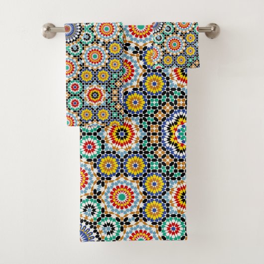 Marokkaans Mozaïek Traditioneel Boho Patroon Bad Handdoek (Insitu)