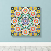 Marokkaans Mozaïek Traditioneel Boho Patroon Canvas Afdruk (Insitu (Houten vloer))