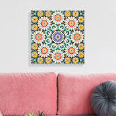 Marokkaans Mozaïek Traditioneel Boho Patroon Canvas Afdruk (Insitu (Woonkamer))